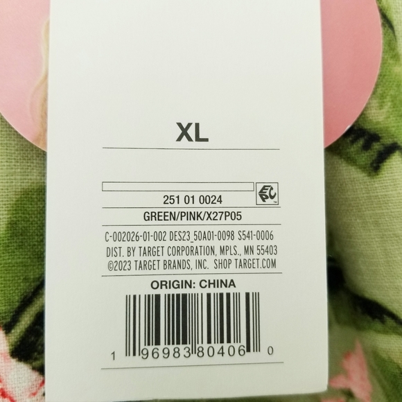 Agua Bendita Target Green Pink Floral Linen Blend Wide Leg Pull On Pants XL NWT - Picture 7 of 10